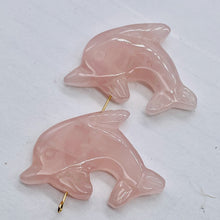 Load image into Gallery viewer, Jumping 2 Carved Rose Quartz Dolphin Beads | 25x11x8mm | Pink