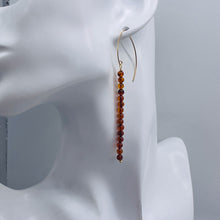 Load image into Gallery viewer, Amber 5 Beads 14K Gold Filled Drop/Dangle Earrings | 1 3/4" Long | Red |