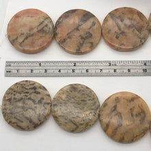Load image into Gallery viewer, Feldspar Coin Beads | 35x7mm | 5 Beads | Tan Black Red |