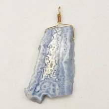 Load image into Gallery viewer, 87cts Blue Chalcedony Druzy Dream Bead 14K Gold Filled Pendant | 2 3/4"Long |