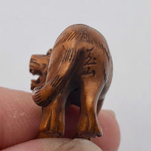 Load image into Gallery viewer, Roar 1 Fierce Carved Boxwood Tiger Ojime/Netsuke Bead | 21x25x16mm | Brown - PremiumBead Alternate Image 3