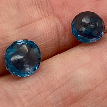 Load image into Gallery viewer, Exquisite London Blue Topaz Faceted Roundel Beads | 6mm | Blue | 2 Bead(s)