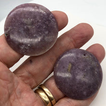 Load image into Gallery viewer, Rare 1 Vivid Purple Lepidolite Coin Focal Bead for Jewelry Making | 46x6mm | - PremiumBead Alternate Image 5
