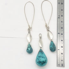 Load image into Gallery viewer, Natural Blue Turquoise and Sterling Silver Earrings And Pendant Set