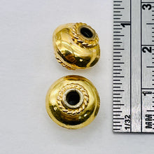 Load image into Gallery viewer, Vermeil Sterling Silver Decorator Round Beads | 12x8 mm | Gold | 2 Beads |