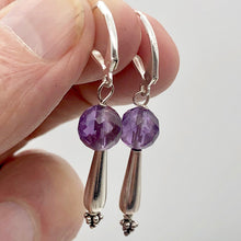 Load image into Gallery viewer, Semi-Precious Royal Natural Faceted 8mm Amethyst Sterling Silver Drop Earrings - PremiumBead Alternate Image 6