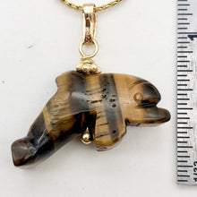 Load image into Gallery viewer, Tiger Eye Dolphin Pendant Necklace | Semi Precious Stone Jewelry | 14kgf Pendant - PremiumBead Alternate Image 3