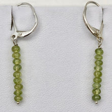 Load image into Gallery viewer, Untreated Green Sapphire Sterling Silver Roundel 9 Bead Earrings | 1 1/2" Long |