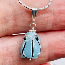 Load image into Gallery viewer, Lampwork Frog Sterling Silver Frog | 1" Long | Periwinkle Blue | 1 Pendant |