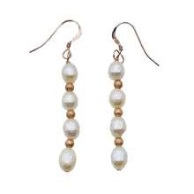 Load image into Gallery viewer, Faceted Pearl 14K Rose Gold Filled Dangle Earrings | 2" Long | White | 1 Pair |