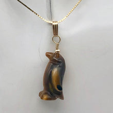 Load image into Gallery viewer, Tiger's Eye Penguin Pendant Necklace|Semi Precious Stone Jewelry|14k Pendant
