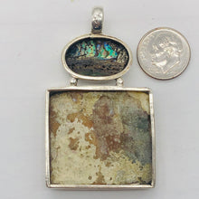 Load image into Gallery viewer, Abalone/Mother of Pearl Sterling Silver Drop Pendant | 2 1/4" Long | Blue/White|