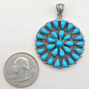 Natural Turquoise Squash Blossom Sterling Silver Semi Precious Stone Pendant - PremiumBead Alternate Image 6