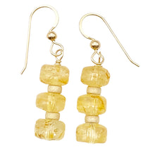 Load image into Gallery viewer, Fine Citrine Wheel Bead 14K Gold Filled Earrings | 1 1/2" Long |