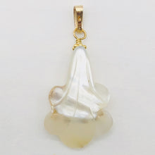 Load image into Gallery viewer, Mother of Pearl Lily 14K Gold Filled Pendant| 1 1/4" Long | White | 1 Pendant |
