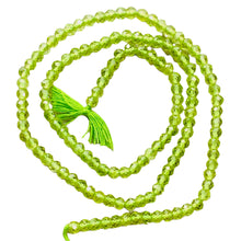 Load image into Gallery viewer, Peridot Faceted Roundel 13" Bead Strand | 4 mm | Green | 130 Beads | 13" |