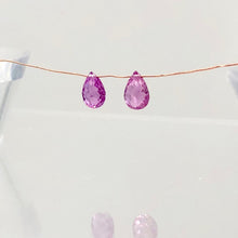 Load image into Gallery viewer, Pair AAA Brilliant Facetted Pink Sapphire Briolette Beads -1.25 Caret | 6x4x3mm