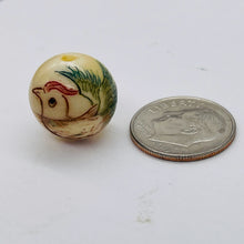 Load image into Gallery viewer, 1 Scrimshaw Firebird Waterbuffalo Bone 14mm Phoenix Bead 10522