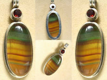 Load image into Gallery viewer, Striped Yellow Fluorite, Garnet & Silver Pendant 5861 - PremiumBead Primary Image 1