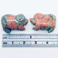 Load image into Gallery viewer, Piggies Hand Carved Unakite Pig Bead Strand | 23x16x11mm | Green with Pink