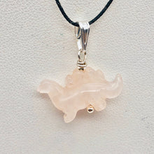 Load image into Gallery viewer, Pink Dinosaur Pendant Rose Quartz Stegosaurus and Silver Pendant 509258RQS | 21x11x8mm (Stegosaurus), 7.0mm (Bail Opening), 7/8" (Long) | Pink - PremiumBead Alternate Image 3
