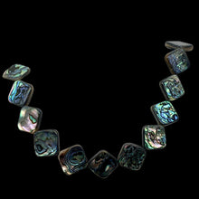 Load image into Gallery viewer, Blue Sheen Abalone 15mm Square Pendant Bead Strand