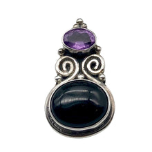 Load image into Gallery viewer, Stunning! ~Onyx & Amethyst Sterling Silver Pendant!