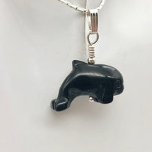 Load image into Gallery viewer, Happy Obsidian Orca Whale and Sterling Silver Pendant | 1.06" Long | 509301ORS - PremiumBead Alternate Image 9