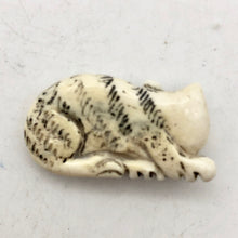 Load image into Gallery viewer, Waterbuffalo Bone Tiger Cat | 27.5x15x5.5mm | Cream/Black | 1 Bead - PremiumBead Alternate Image 2