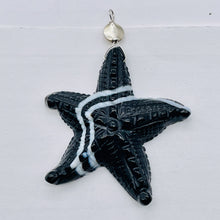 Load image into Gallery viewer, SardonyxSterling Silver Starfish Pendant | 3" Long | Black White | 1 Pendant |