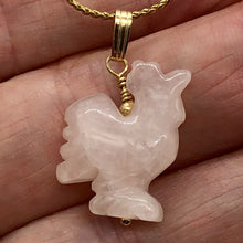 Load image into Gallery viewer, Rose Quartz Rooster Pendant Necklace