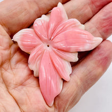 Load image into Gallery viewer, Peruvian Opal Flower Pendant | 40x50x7mm | Pink White | 1 Bead
