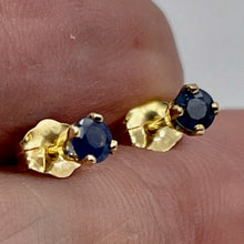 Load image into Gallery viewer, Sapphire 14K Gold 3mm Stud Round Earrings | 3mm | Blue | 1 Pair |