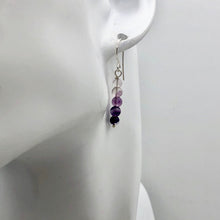 Load image into Gallery viewer, Enchanting Fluorite 4mm Bead Dangle Silver Earrings! | 1 3/8" Long |