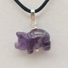 Load image into Gallery viewer, Piggie! Hand Carved Purple Amethyst Pig and Sterling Silver Pendant 509274DAMS - PremiumBead Alternate Image 2