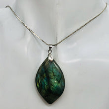 Load image into Gallery viewer, Labradorite Sterling Silver Natural | 1 1/2" Long | Blue Green | 1 Pendant |