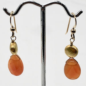 Botswana 14K Gold Filled Faceted Briolette Earrings | 1 3/4" Long | Peach |