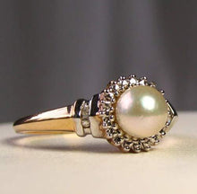Load image into Gallery viewer, Natural Cream Pearl and Diamonds Solid 10K Yellow Gold Ring Size 7 9982Aw - PremiumBead Alternate Image 4