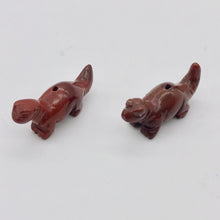 Load image into Gallery viewer, Dinosaur 2 Carved Brecciated Jasper Diplodocus Beads | 25x11.5x7.5mm | Red - PremiumBead Alternate Image 8