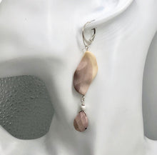 Load image into Gallery viewer, Mookaite Dangle Sterling Silver Lever Back Earrings | 3" Long | Mauve | 1 Pair |