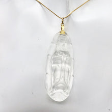 Load image into Gallery viewer, Carved Quan Yin Goddess Quartz 14Kgf Pendant | 55x22x12mm | - PremiumBead Primary Image 1