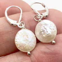 Load image into Gallery viewer, Stunning Creamy Coin Fresh Water Pearl Drop Earrings in Sterling Silver| 1 3/4"| - PremiumBead Alternate Image 4