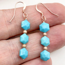 Load image into Gallery viewer, Unique Natural USA Turquoise 14K Rose Gold Filled Earrings | 1 3/4" Long |