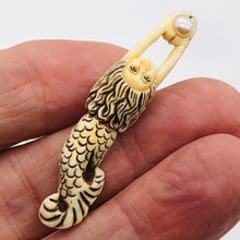Load image into Gallery viewer, Pearl Diving Mermaid Woman Button or Pendant | 2" Long | Brown/White | 1 Button|