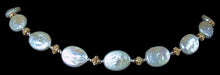 Load image into Gallery viewer, Cream Freshwater Pearl Oval Coin and 22K Vermeil 17.5-20.5 inch Necklace 200003