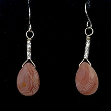 Load image into Gallery viewer, Botswana Sterling Silver Faceted Briolette Earrings | 1 1/2" Long | Peach |