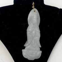 Load image into Gallery viewer, Carved Quan Yin Precious Stone Jewelry Pendant in Green White Jade and Gold