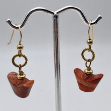 Load image into Gallery viewer, 14Kgf Chinese Money Symbol Red Sardonyx Earrings 503176 - PremiumBead Alternate Image 7