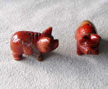 Load image into Gallery viewer, Piggies 2 Carved Brecciated Jasper Pig Beads | 23x16x11mm | Red - PremiumBead Primary Image 1
