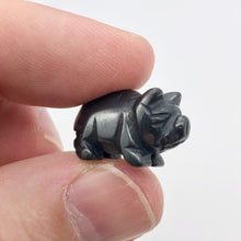 Load image into Gallery viewer, Oink 2 Carved Hematite Pig Beads | 21x13x9.5mm | Silvery Grey - PremiumBead Alternate Image 7